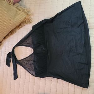 Christina 2XL black swiss dot halter swim top